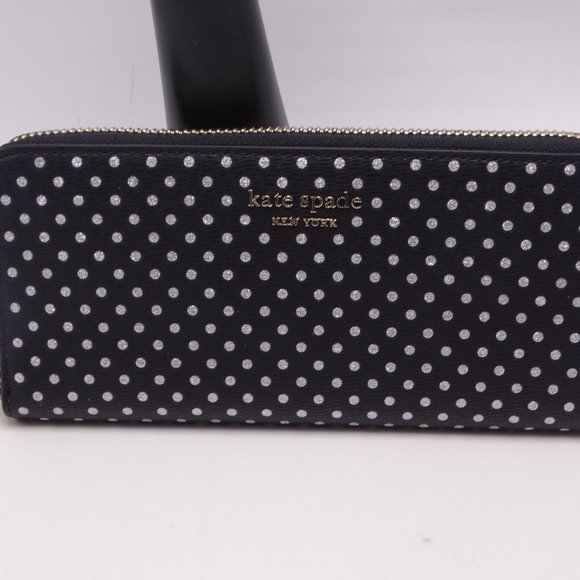 Kate Spade spencer metallic dot zip around continental wallet New - Picture 3 of 5